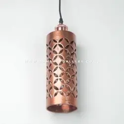 Lampu tabung tembaga motif batik kawung